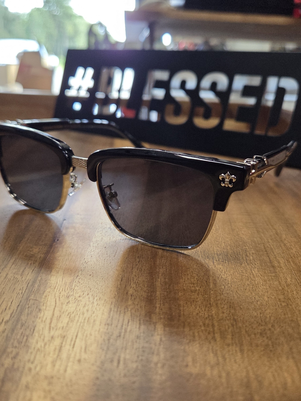 Black and Gold Semi-Rim Sunglasses